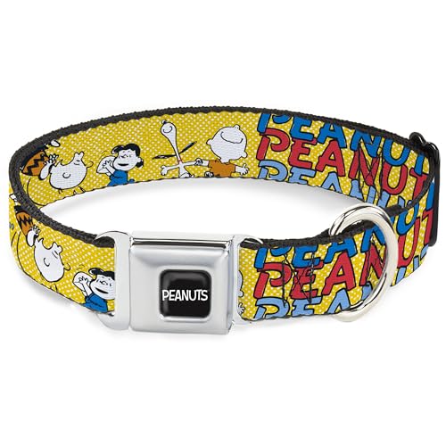 Peanuts Worldwide LLC Hundehalsband, Metall-Sicherheitsgurtschnalle, Peanuts-Gang mit Good Ol Charlie Brown Posen, Gelb, 28,9 bis 41,5 cm breit Peanuts Worldwide LLC Hundehalsband, Metall-Sicherheitsgurtschnalle, Peanuts-Gang mit Good Ol Charlie Brown Posen, Gelb, 28,9 bis 41,5 cm breit von Buckle-Down
