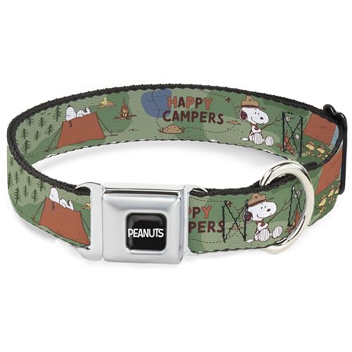 Peanuts Worldwide LLC Hundehalsband, Metall-Sicherheitsgurtschnalle, Peanuts Happy Camper, Beagle, Pfadfinder, 50,8 bis 78,9 cm, 3,8 cm breit von Buckle-Down