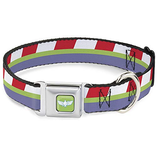 Toy Story Buzz Lightyear Space Ranger Hundehalsband, gestreift, 38-66 cm, 2,5 cm breit, Rot/Grün/Violett von Buckle-Down