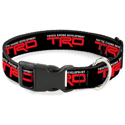 Toyota Haustierhalsband, Kunststoffschnalle, Toyota Racing Development TRD Logo, Schwarz/Weiß/Rot, 28,9 cm bis 41,5 cm 2,5 cm breit von Buckle-Down