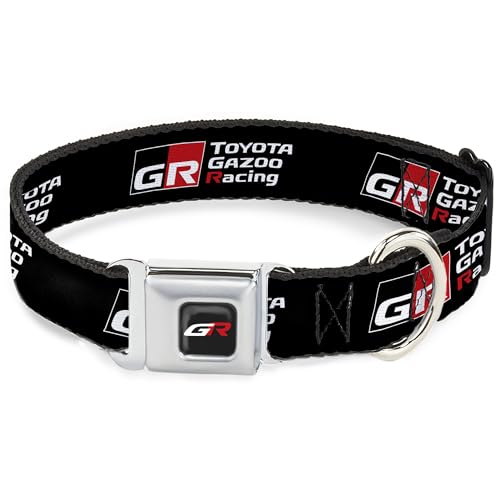 Toyota Hundehalsband, Metall-Sicherheitsgurtschnalle, Toyota Gazoo Racing GR Nordamerika-Logo, Schwarz/Weiß/Rot, 50,8 bis 78,9 cm 3,8 cm breit von Buckle-Down