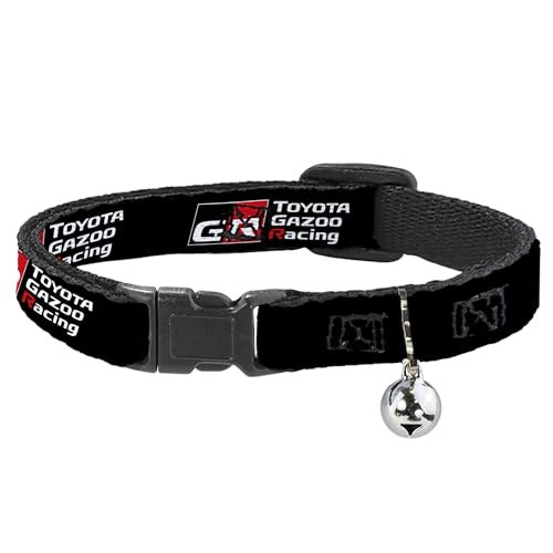 Toyota Katzenhalsband, Abreißhalsband mit Glöckchen, Toyota Gazoo Racing GR Nordamerika-Logo, Schwarz/Weiß/Rot, 21,6 bis 30,5 cm, 1,3 cm breit von Buckle-Down