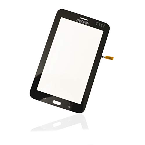 Bucom Display Glas für Samsung Galaxy Tab 3 SM-T111 7.0 LTE Touchscreen Touch Front Tablet Glass Digitizer Scheibe schwarz selbst klebend von Bucom