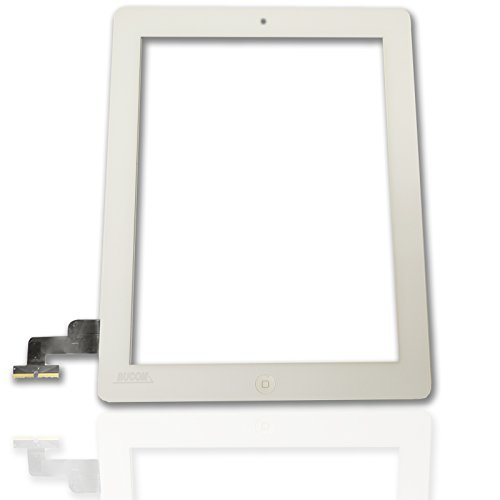 Bucom Display Touch Screen Front Glas für iPad2 A1395 A1396 A1397 Scheibe Digitizer mit Home Taste Kleber Weiss von Bucom