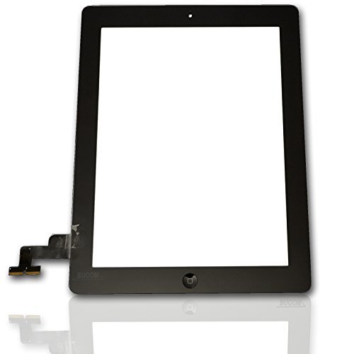 Bucom Display Touch Screen Front Glas für iPad2 A1395 A1396 A1397 Scheibe Digitizer mit Home Taste Kleber schwarz von Bucom