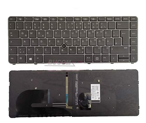 Tastatur für HP Elitebook G3 745 840 848 DE QWERTZ Keyboard mit Backlight Frame von Bucom