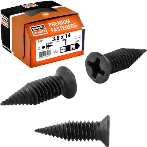 Simpson Strong Tie Profilverbindungsschrauben 3,9 x 14 mm - 500 Stück Metallprofileschrauben, Profil Schrauben, Blechschrauben schwarz, Trockenbau Schrauben Kreuzschlitz Simpson Strong Tie Profilverbindungsschrauben 3,9 x 14 mm - 500 Stück Metallprofileschrauben, Profil Schrauben, Blechschrauben schwarz, Trockenbau Schrauben Kreuzschlitz von BudMat