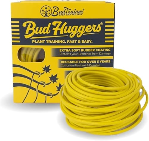 BudHuggers 15.2 m gelbe weiche Gartendrahtbinder, 3 mm dick, Gummibeschichtung, verletzt nie Äste, wiederverwendbar für bis zu 5 Jahre, robuste Gartenbinder, einfach zu bedienen von BudTrainer