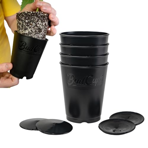 BudTrainer® BudCups™ Blumentöpfe, 473 ml, schnellere Wurzelentwicklung, dreifache Drainage zur Wasserkontrolle, Umpflanzen ohne Stress, wiederverwendbar und langlebig, für drinnen und draußen, von BudTrainer