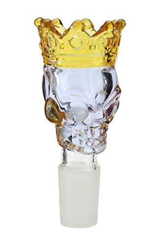 Budawi® 18,8er Skull Glaskopf XL groß für Adapter Chillum Totenkopf King König Krone Glas Kopf Gold bunt von Budawi
