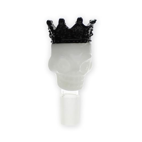 Budawi® 18,8er Skull Glaskopf weiß schwarz für Adapter Chillum Totenkopf King Krone Glas Kopf von Budawi