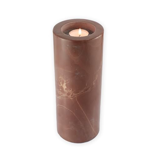 Budawi® Aragonit Teelichthalter Kerzenständer 25 cm Edelstein Teelicht aus rotem Aragonit von Budawi
