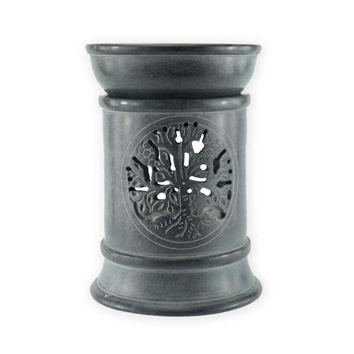 Budawi® Aroma Duftlampe aus Speckstein Baum des Lebens mit Schale und Sieb Räucherstövchen Duftlicht Aromalampe Raumduft von Budawi