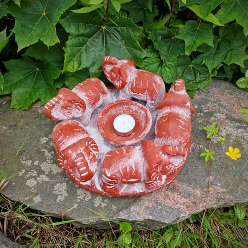 Budawi® Freundeskreis mit 5 Elefanten Terrakotta Handwerkskunst aus Mexiko Handmade Teelichthalter Kerzenhalter für Haus & Garten von Budawi
