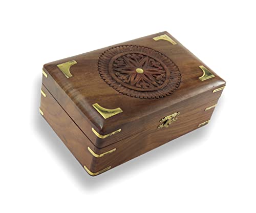 Budawi® Holzschatulle Truhe Box mit Blumen Motiv aus Palisanderholz Holzbox Holztruhe von Budawi