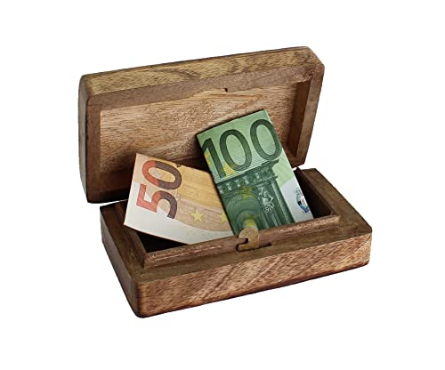 Budawi® Holztruhe Trickbox aus Mangoholz mit Trick zum Öffnen Holzbox Geschenkbox Geld Schachtel von Budawi