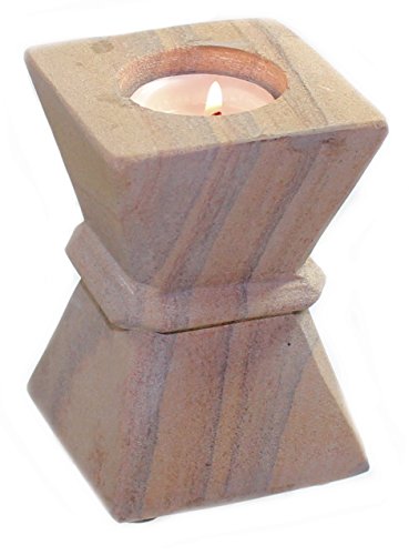 Budawi® Kerzenständer Teelichthalter aus Regenbogen Sandstein 11 x 7,5 cm Edelstein Naturstein Kerzenhalter Stein von Budawi
