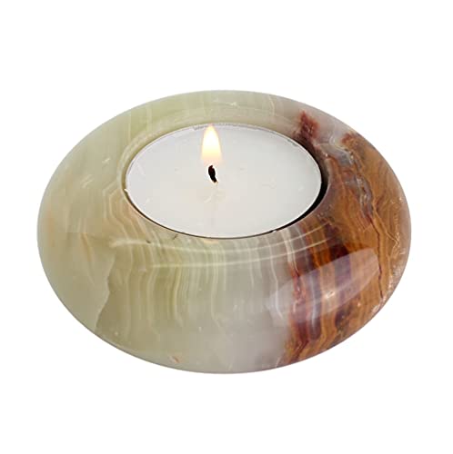 Budawi® Onyxmarmor Teelichthalter Ø 7 cm Edelstein Kerzenhalter Onyx Marmor von Budawi