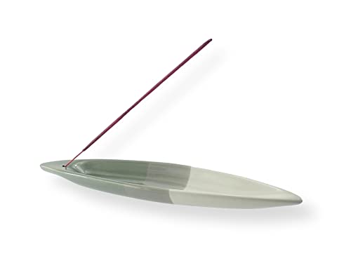 Budawi® Räucherstäbchenhalter Stäbchenhalter Schiffchenform aus Keramik Farbe weiß grau von Budawi