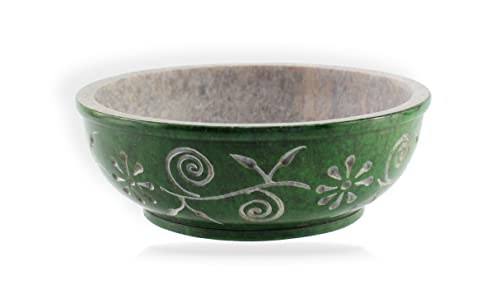 Budawi® Schale aus Speckstein mit Blumenornament in 7 Chakrafarben Dekoschale Dekoschüssel (Grün) von Budawi