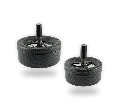 Budawi® Schleuderaschenbecher Aschenbecher Ascher Spin Ashtray Drehascher Drehaschenbecher Carbon schwarz groß von Budawi