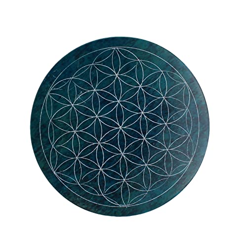Budawi® Speckstein Untersetzer Blume des Lebens 10 cm rund Farbe türkis von Budawi