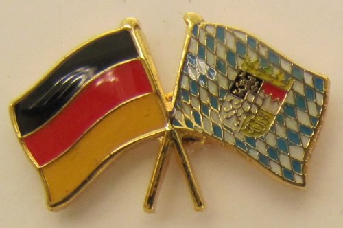 Bayern / Deutschland Freundschafts Pin Anstecker Flagge Fahne Nationalflagge Doppelpin Flaggenpin Badge Button Flaggen Clip Anstecknadel bayerische von Buddel-Bini Versand