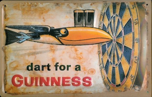 Buddel-Bini Versand Blechschild Nostalgieschild Guinness Dart for a Guinness Bier Retro Schild Werbeschild von Buddel-Bini Versand