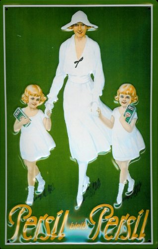 Buddel-Bini Versand Blechschild Nostalgieschild Persil bleibt Persil Frau 2 Kinder Waschpulver Werbeschild von Buddel-Bini Versand