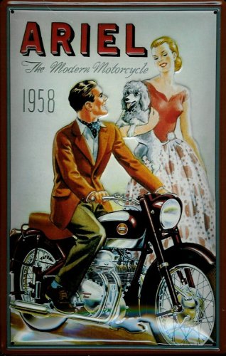 Buddel-Bini Versand Blechschild Ariel 1958 Motorrad Nostalgieschild Schild Retro Moped Reklame Werbeschild von Buddel-Bini Versand