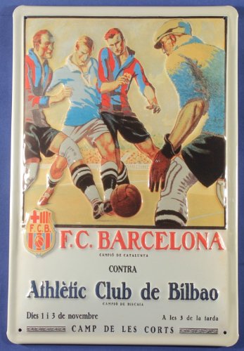 Buddel-Bini Versand Blechschild Barcelona FC Fussball Bilbao Blech Schild Souvenir Andenken von Buddel-Bini Versand