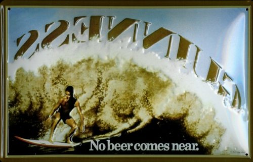 Buddel-Bini Versand Blechschild Guinness Bier Surfer Welle Beer Retro Schild Bierwerbung Nostalgieschild von Buddel-Bini Versand