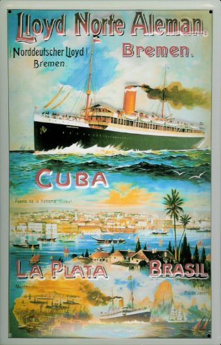 Buddel-Bini Versand Blechschild Lloyd Norte Aleman Dampfer Passagierschiff Schild Nostalgieschild von Buddel-Bini Versand