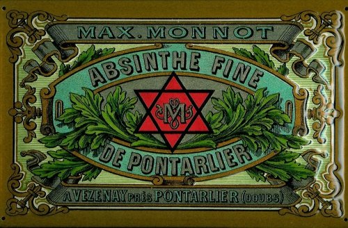 Buddel-Bini Versand Blechschild Nostalgieschild Absinthe Fine De Pontarlier Davidstern Schild Absinth von Buddel-Bini Versand