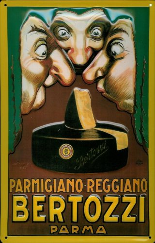 Buddel-Bini Versand Blechschild Nostalgieschild Bertozzi Parma Käse Parmigiano Italien von Buddel-Bini Versand