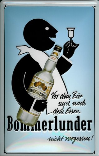Buddel-Bini Versand Blechschild Nostalgieschild Bommerlunder Korn vor dem Bier Schild Retro Kneipenschild von Buddel-Bini Versand