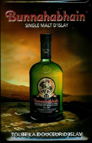Buddel-Bini Versand Blechschild Nostalgieschild Bunnahabhain Single Malt Scotch Whisky Schild Retro Werbungretro Schild Kneipenschild von Buddel-Bini Versand