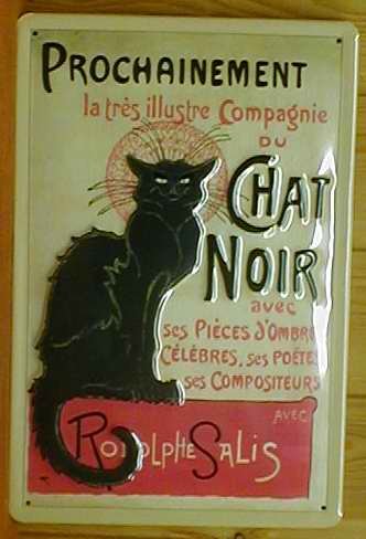 Buddel-Bini Versand Blechschild Nostalgieschild Chat Noir Katze Kater 20x30 cm gewölbtes Stahlblech Wandmontage 20 x 30 cm von Buddel-Bini Versand