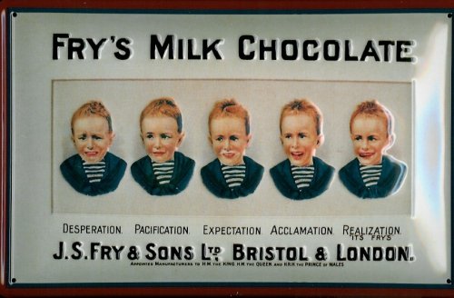Buddel-Bini Versand Blechschild Nostalgieschild Fry's Milk Chocolate Milchschokolade Retro Schild Schokolade Werbeschild von Buddel-Bini Versand