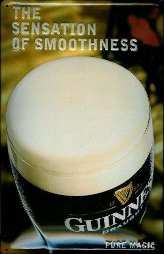 Buddel-Bini Versand Blechschild Nostalgieschild Guinness Bier The Sensation of Smoothness Schild Bierglas von Buddel-Bini Versand