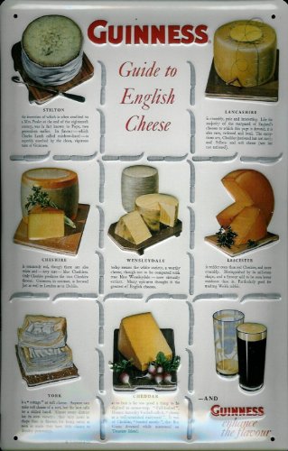 Buddel-Bini Versand Blechschild Nostalgieschild Guinness Guide to English Cheese Retro Schild Replika englischer Käse von Buddel-Bini Versand