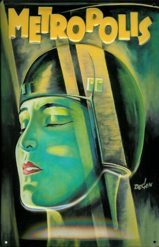 Buddel-Bini Versand Blechschild Nostalgieschild Metropolis Frau Filmplakat Fritz Lang Retro Schild von Buddel-Bini Versand