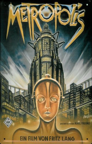 Buddel-Bini Versand Blechschild Nostalgieschild Metropolis Fritz Lang Filmplakat Retro Schild von Buddel-Bini Versand