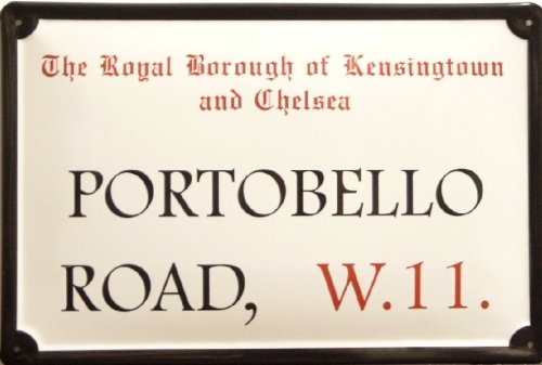 Buddel-Bini Versand Blechschild Nostalgieschild Portobello Road London Strassenschild Street Sign tin von Buddel-Bini Versand
