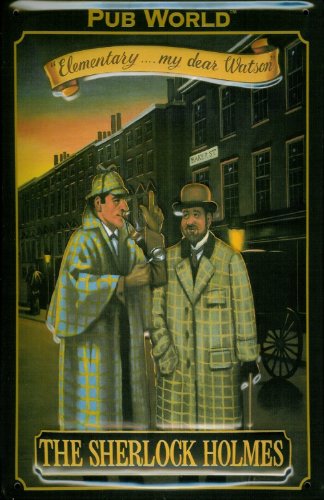 Buddel-Bini Versand Blechschild Nostalgieschild Sherlock Holmes Detektiv Pub World London Schild von Buddel-Bini Versand