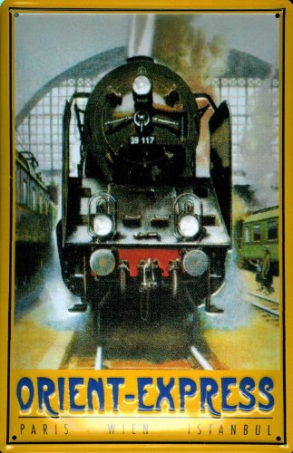 Buddel-Bini Versand Blechschild Orient Express Eisenbahn Dampflokomotive Nostalgieschild Retro Schild von Buddel-Bini Versand