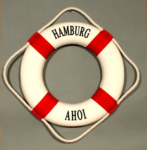 Buddel-Bini Versand Deko Rettungsring rot/weiß Hamburg AHOI 25cm von Buddel-Bini Versand