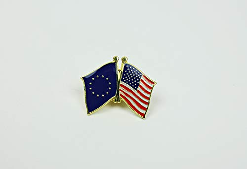 Buddel-Bini Versand Europa/USA Freundschafts Pin Anstecker Flagge Fahne Doppelpin Flaggenpin Badge Button Flaggen Clip Anstecknadel von Buddel-Bini Versand
