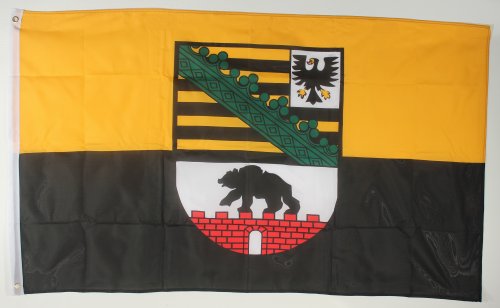 Buddel-Bini Versand Flagge Fahne Sachsen Anhalt 90x60 cm wetterfest und lichtecht für innen und aussen von Buddel-Bini Versand