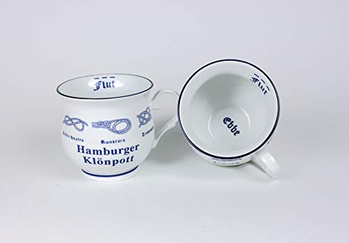 Buddel-Bini Versand Hamburger Klönpott mit Seemannsknoten bauchig Hamburg Andenken Kaffeebecher von Buddel-Bini Versand